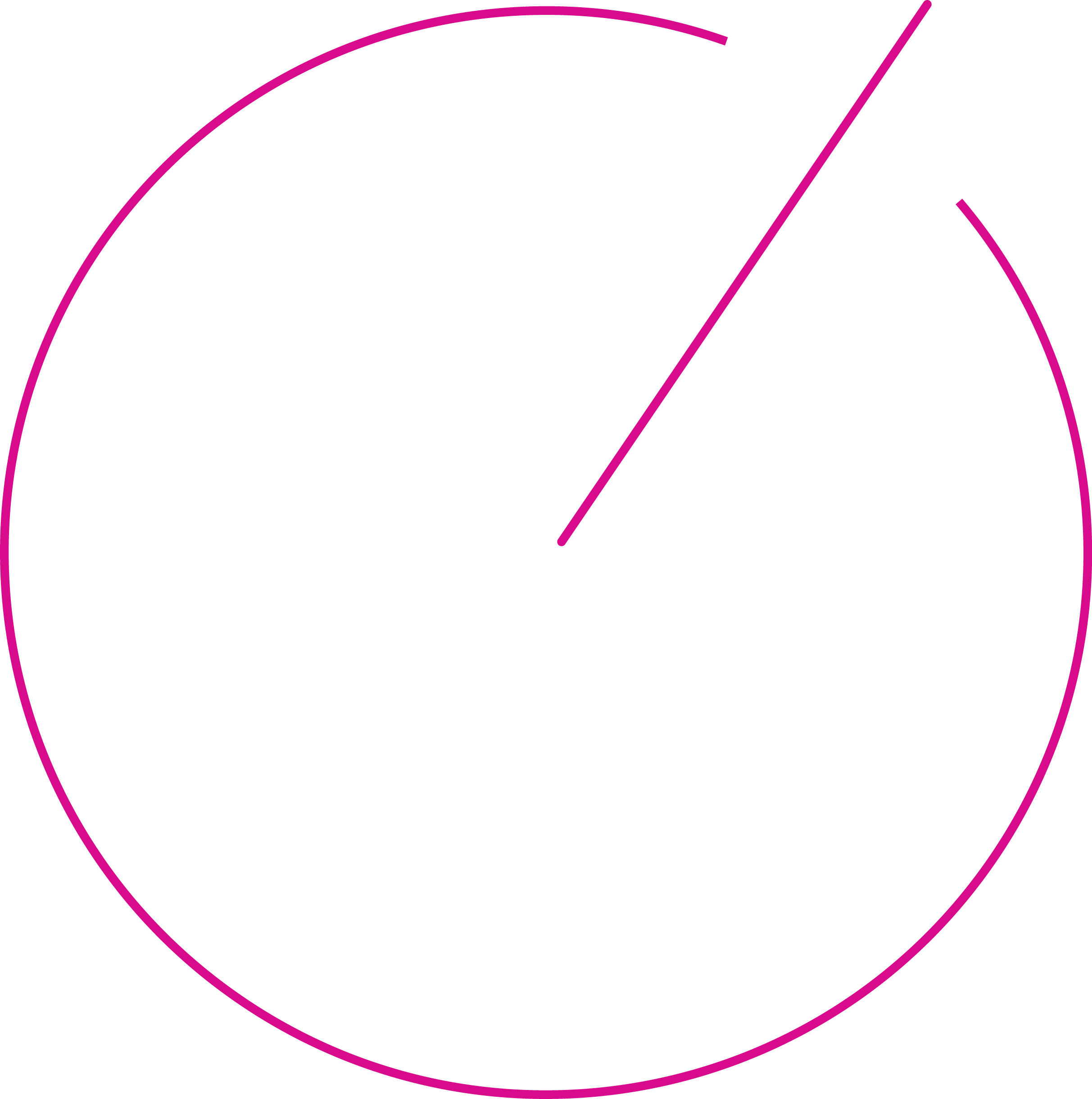 Decorative magenta outline of a large circle on a transparent background.